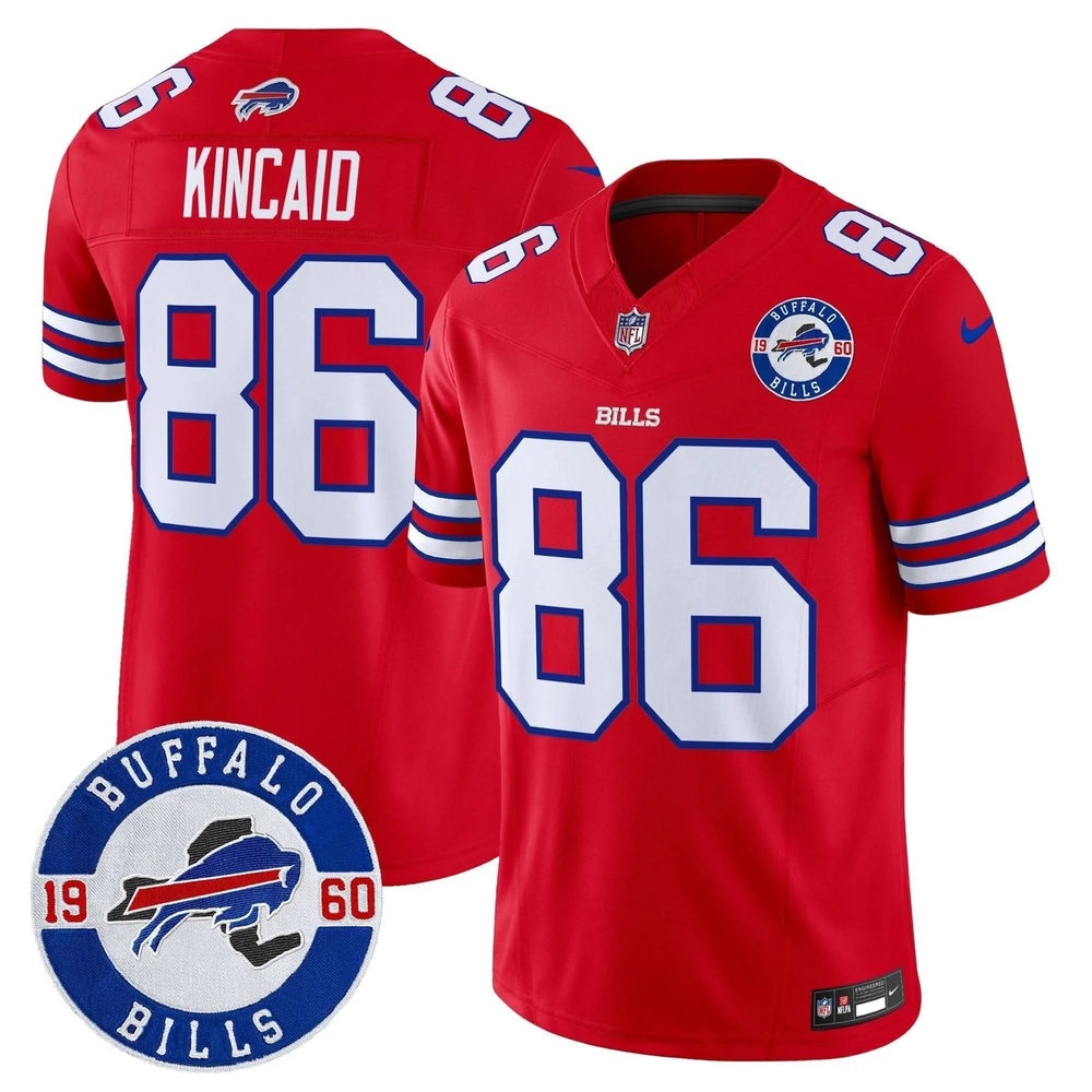 Youth Buffalo Bills #86 Dalton Kincaid Red Est. 1960 Patch Vapor F.U.S.E. Limited Jersey