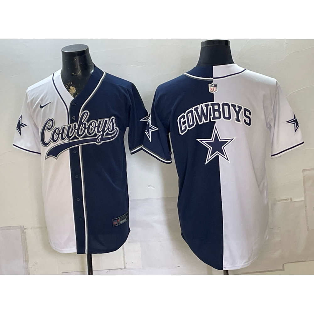 Youth Dallas Cowboys Navy Split Cool Base Stitched Baseball Jersey