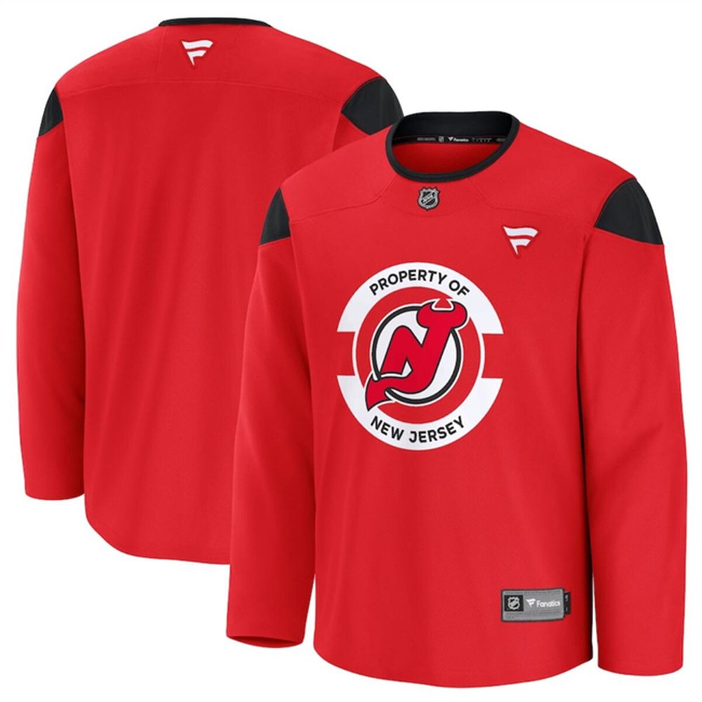 Men's New Jersey Devils Red 2024-25 Team Practice Stitched Hockey Premium Jersey Men's New Jersey Devils Red 2024-25 Team Practice Stitched Hockey Premium Jersey