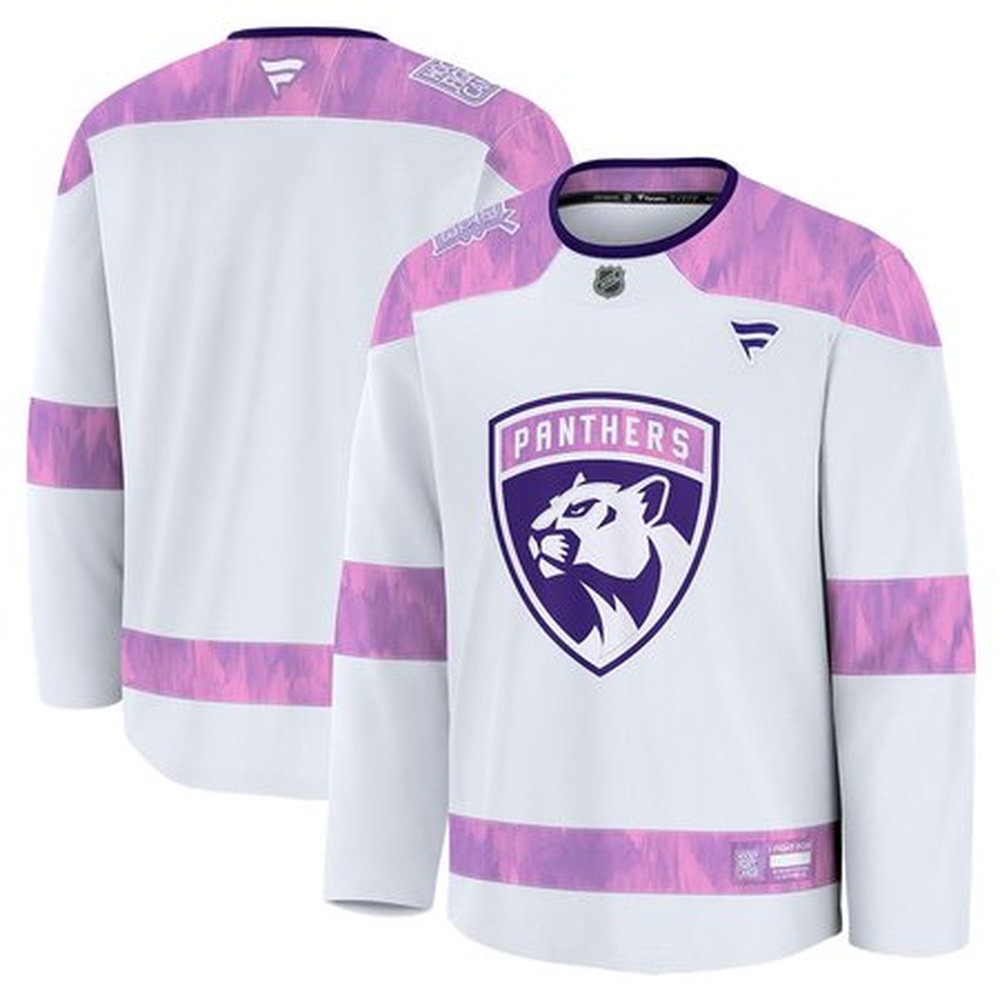 Youth Florida Panthers White 2024 Hockey Fights Cancer Practice Jersey Youth Florida Panthers White 2024 Hockey Fights Cancer Practice Jersey