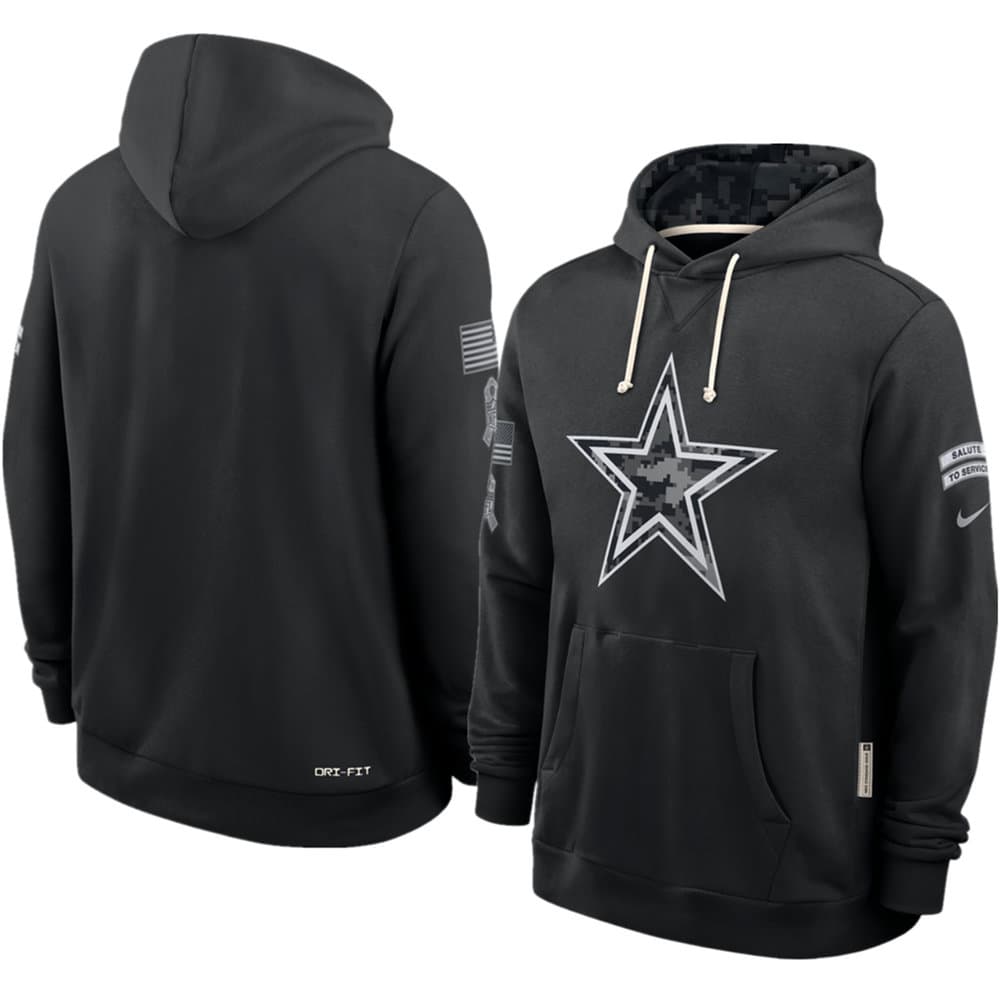 Men's Dallas Cowboys Nike Black 2026 Salute to Service Sideline Dri-FIT Pullover Hoodie