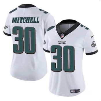 Women's Philadelphia Eagles #30 Quinyon Mitchell White 2024 Draft Vapor Untouchable Limited Stitched Football Jersey(Run Small) Women's Philadelphia Eagles #30 Quinyon Mitchell White 2024 Draft Vapor Untouchable Limited Stitched Football Jersey(Run Small)