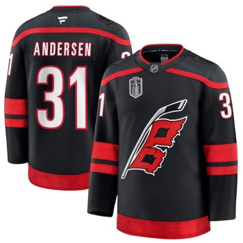 Men's Carolina Hurricanes #31 Frederik Andersen Black 2026 Stanley Cup Final Home Premium Jersey Men's Carolina Hurricanes #31 Frederik Andersen Black 2026 Stanley Cup Final Home Premium Jersey