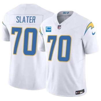 Men's Los Angeles Chargers #70 Rashawn Slater White 2026 2-Star C Patch Vapor F.U.S.E. Limited Jersey