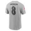 Men's Baltimore Ravens Lamar Jackson Gray 2024 Salute To Service Name & Number T-Shirt