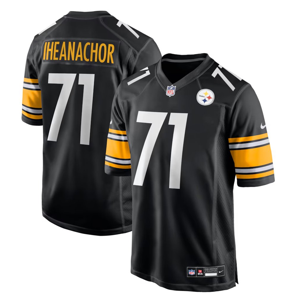Men's Pittsburgh Steelers #71 Max Iheanachor Black 2026 NFL Draft Game Jersey