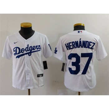 Youth Los Angeles Dodgers #37 Teoscar Hernandez White Stitched Baseball Jersey