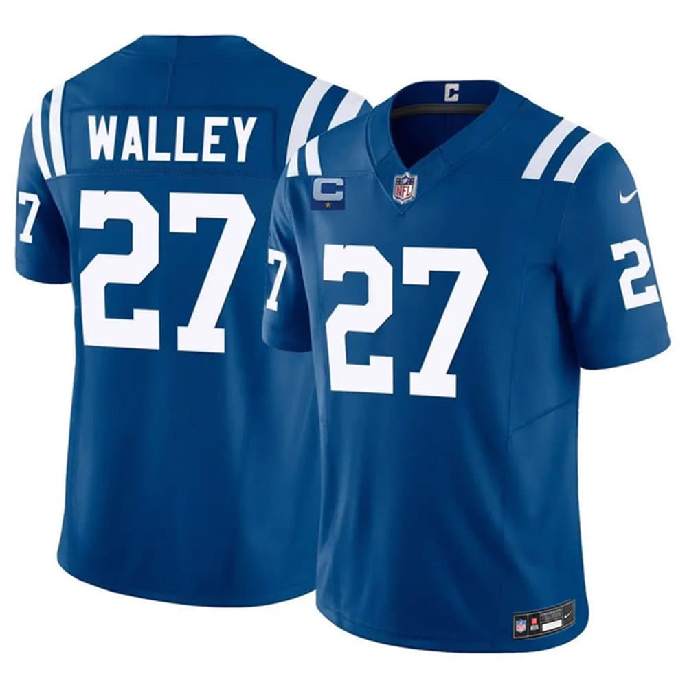 Men's Indianapolis Colts #27 Justin Walley Blue 2026 1-Star C Patch Vapor F.U.S.E. Limited Jersey