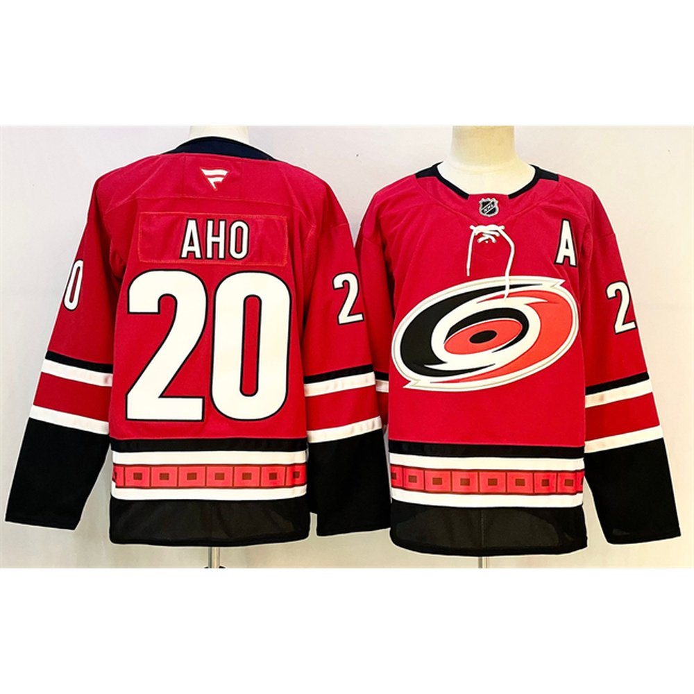 Men's Carolina Hurricanes #20 Sebastian Aho Red 2024-25 With A Patch Home Stitched Hockey Premium Jersey Men's Carolina Hurricanes #20 Sebastian Aho Red 2024-25 With A Patch Home Stitched Hockey Premium Jersey