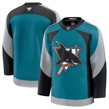 Men's San Jose Sharks Blank Teal 2025 Alternate Stitched Hockey Premium Jersey