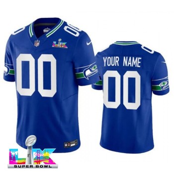 Men's Seattle Seahawks Custom Royal Super Bowl LX Vapor F.U.S.E. Vapor Limited Stitched Football Jersey