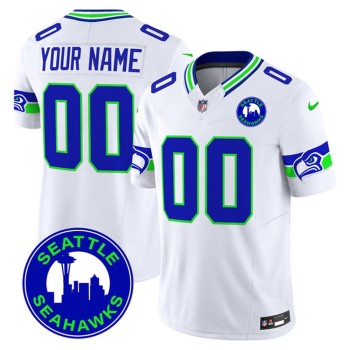 Men's Seattle Seahawks White City Patch Vapor F.U.S.E. Limited Custom Jersey
