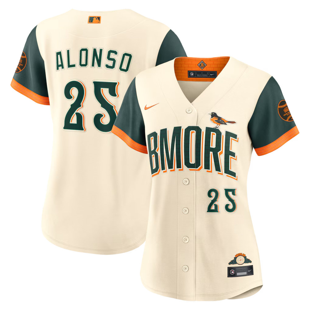 Women's Baltimore Orioles #25 Pete Alonso Nike Natural 2026 City Connect Stadium Jersey