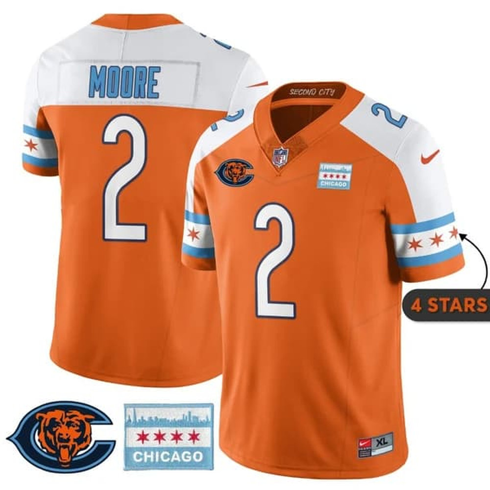 Youth Chicago Bears #2 D.J. Moore Orange Alternate City Edition With Chicago Flag Vapor F.U.S.E. Untouchable Limited Jersey Youth Chicago Bears #2 D.J. Moore Orange Alternate City Edition With Chicago Flag Vapor F.U.S.E. Untouchable Limited Jersey