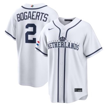 Youth Netherlands Baseball #2 Xander Bogaerts White 2026 World Baseball Classic Home Stadium Jersey