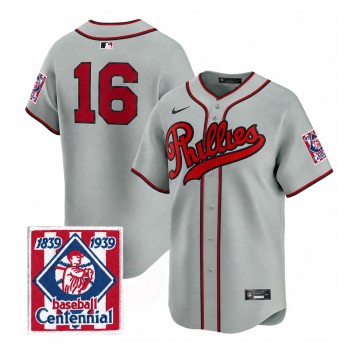 Men's Philadelphia Phillies #16 Brandon Marsh Gray Stitched Baseball Jersey