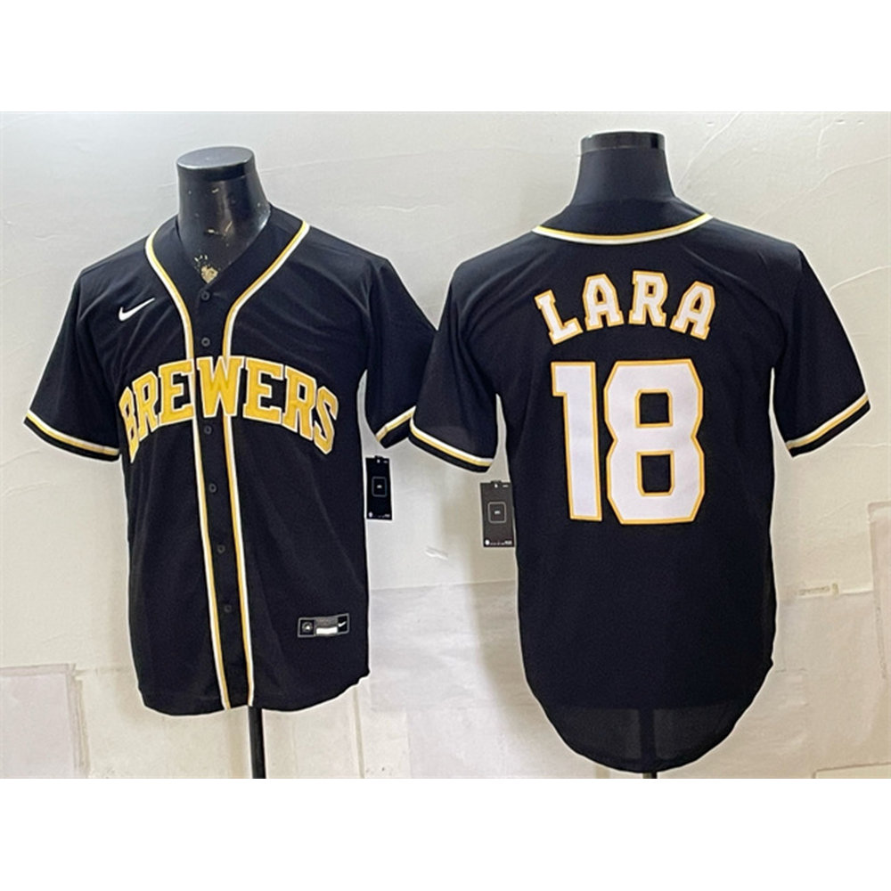 Youth Milwaukee Brewers #18 Luis Lara 2026 Fashion Replica Black Out Jersey