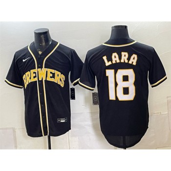 Youth Milwaukee Brewers #18 Luis Lara 2026 Fashion Replica Black Out Jersey