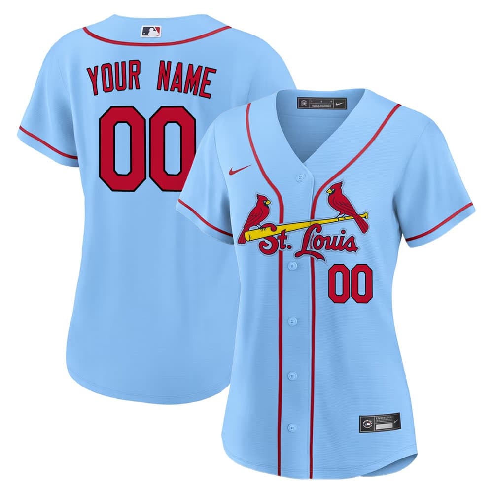 Women's St. Louis Cardinals Blue Stitched Baseball Custom Jersey