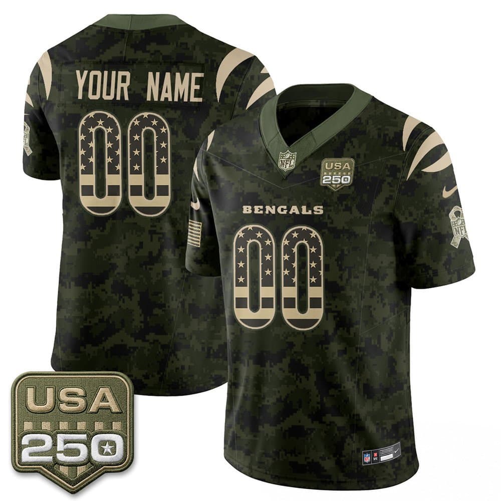 Men's Cincinnati Bengals Camo 2026 Salute to Service Vapor F.U.S.E. Limited Custom Jersey