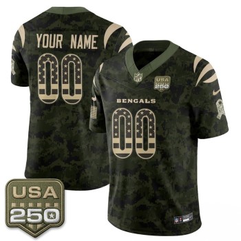 Men's Cincinnati Bengals Camo 2026 Salute to Service Vapor F.U.S.E. Limited Custom Jersey