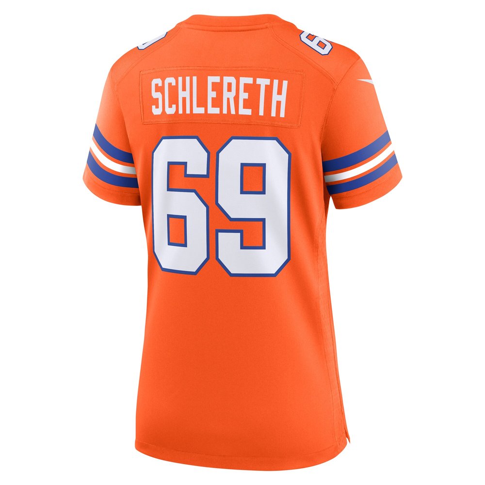 Women's Denver Broncos Mark Schlereth Orange Mile High Collection 1977 Throwback Retired Player Game Jersey Women's Denver Broncos Mark Schlereth Orange Mile High Collection 1977 Throwback Retired Player Game Jersey