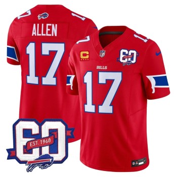Youth Buffalo Bills #17 Josh Allen Red 60th Anniversary Patch Vapor F.U.S.E. Limited Jersey Youth Buffalo Bills #17 Josh Allen Red 60th Anniversary Patch Vapor F.U.S.E. Limited Jersey