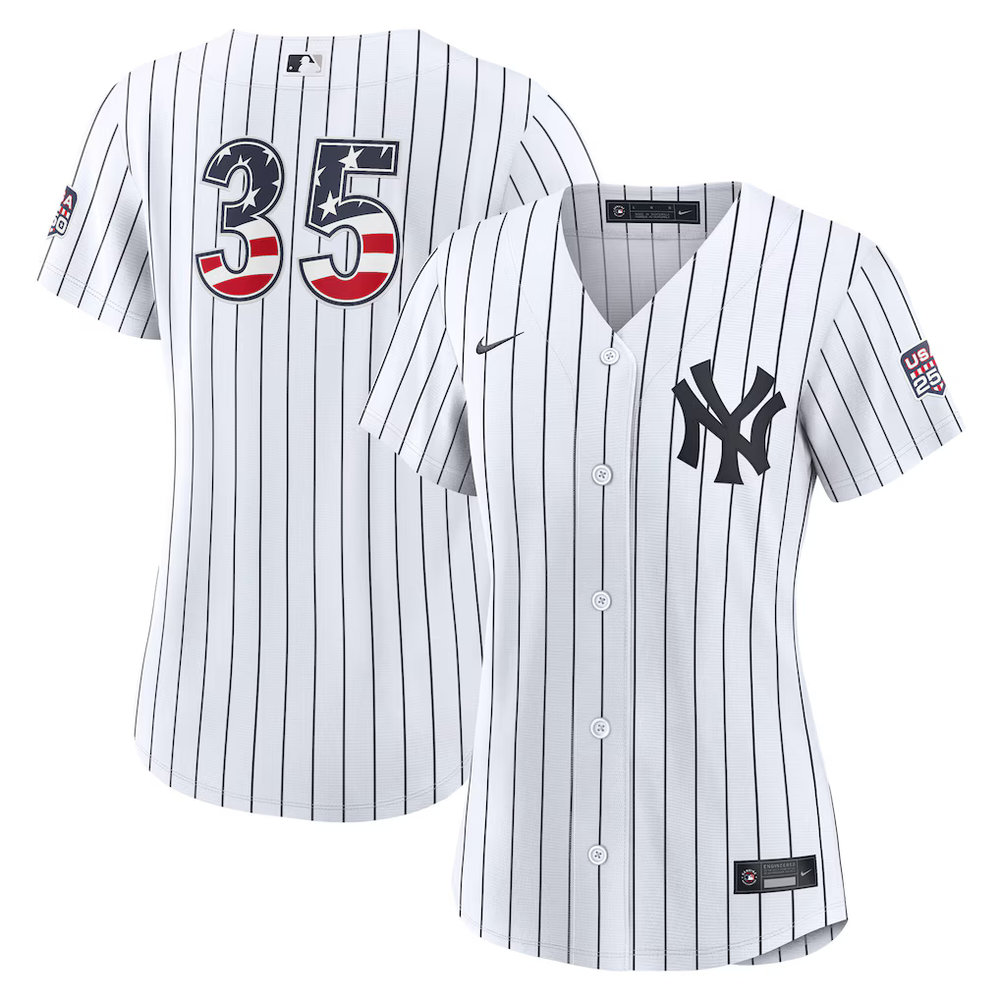 Women's New York Yankees #35 Cody Bellinger Nike White USA 250 Fourth of July Home Stadium Jersey