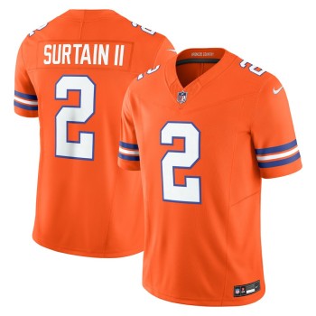 Men's Denver Broncos Patrick Surtain II Orange Alternate Mile High Collection 1977 Throwback Vapor F.U.S.E. Limited Jersey Men's Denver Broncos Patrick Surtain II Orange Alternate Mile High Collection 1977 Throwback Vapor F.U.S.E. Limited Jersey