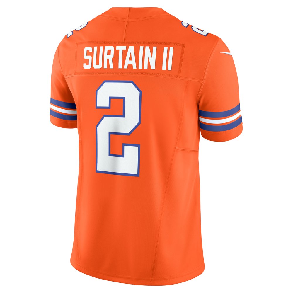Men's Denver Broncos Patrick Surtain II Orange Alternate Mile High Collection 1977 Throwback Vapor F.U.S.E. Limited Jersey Men's Denver Broncos Patrick Surtain II Orange Alternate Mile High Collection 1977 Throwback Vapor F.U.S.E. Limited Jersey