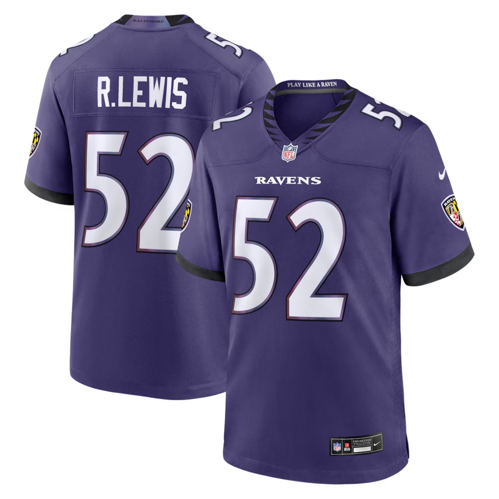 Men's Baltimore Ravens #52 Ray Lewis Purple Team Retired Player Game Jersey