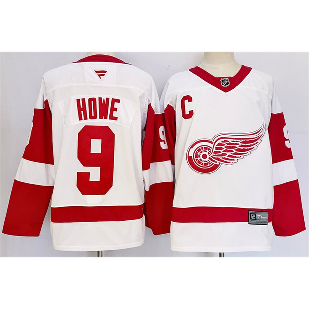Men's Detroit Red Wings #9 Gordie Howe White 2024-25 Stitched Premium Jersey Men's Detroit Red Wings #9 Gordie Howe White 2024-25 Stitched Premium Jersey