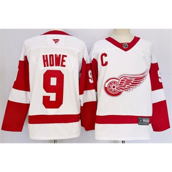 Men's Detroit Red Wings #9 Gordie Howe White 2024-25 Stitched Premium Jersey