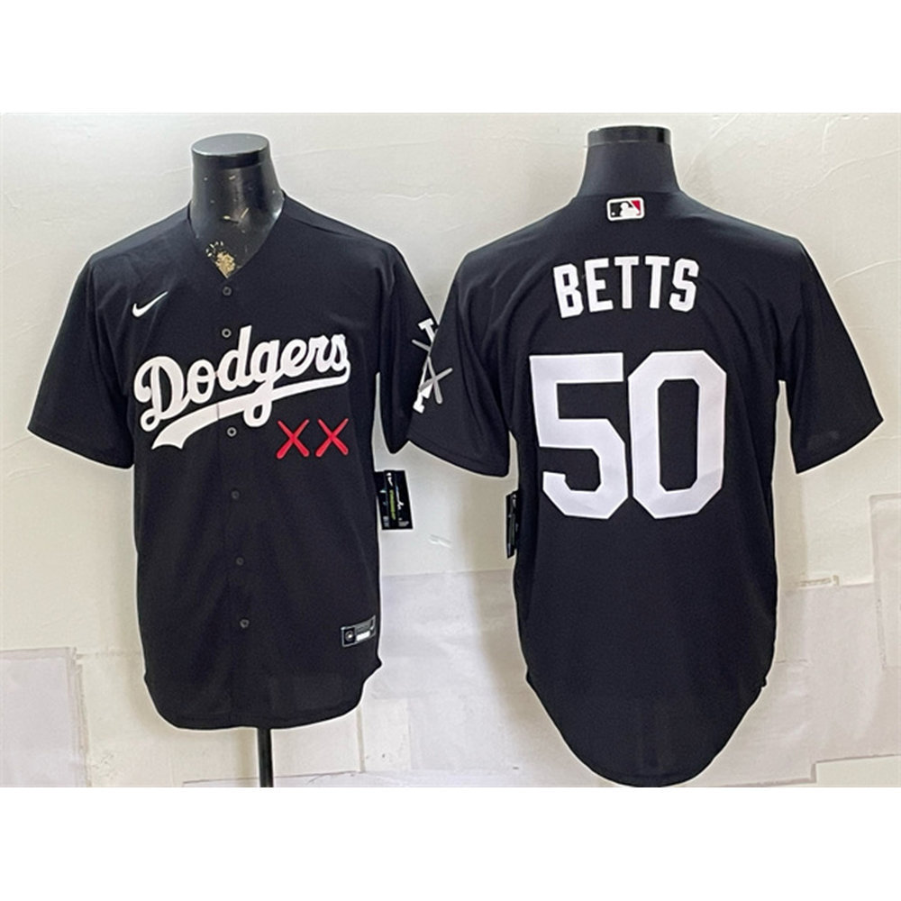 Youth Los Angeles Dodgers x KAWS #50 Mookie Betts Black Vapor Premier Limited Baseball Jersey