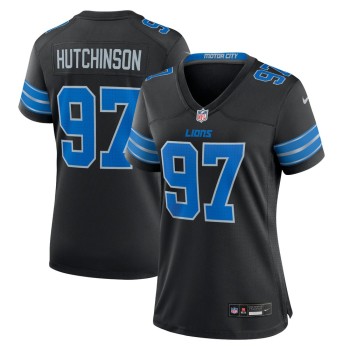 Women's Detroit Lions #97 Aidan Hutchinson Black 2nd Alternate Game Jersey Women's Detroit Lions #97 Aidan Hutchinson Black 2nd Alternate Game Jersey