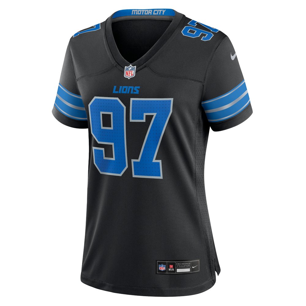 Women's Detroit Lions #97 Aidan Hutchinson Black 2nd Alternate Game Jersey Women's Detroit Lions #97 Aidan Hutchinson Black 2nd Alternate Game Jersey