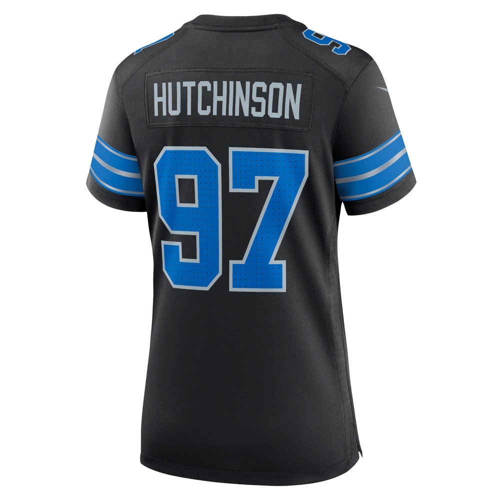 Women's Detroit Lions #97 Aidan Hutchinson Black 2nd Alternate Game Jersey Women's Detroit Lions #97 Aidan Hutchinson Black 2nd Alternate Game Jersey