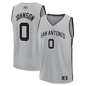 Men's San Antonio Spurs #0 Keldon Johnson Silver 2026 NBA Finals Patch Fast Break Statement Edition Jersey