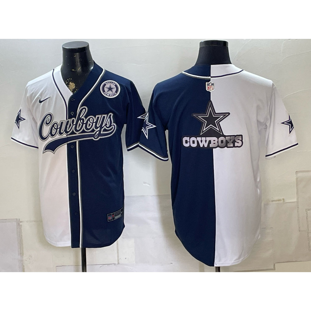 Youth Dallas Cowboys Navy Split Cool Base Stitched Baseball Jersey