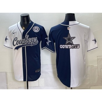 Youth Dallas Cowboys Navy Split Cool Base Stitched Baseball Jersey