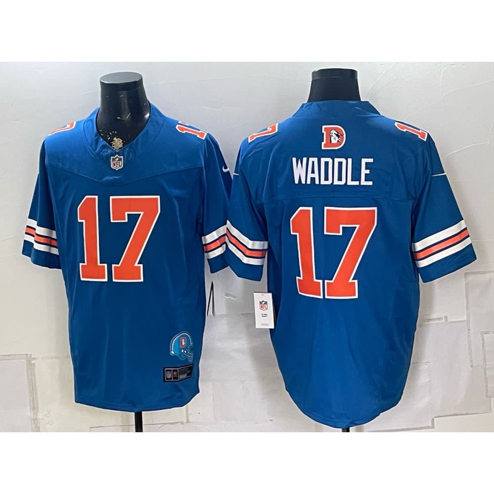 Men's Denver Broncos #17 Jaylen Waddle Royal Vapor F.U.S.E. Limited Jersey