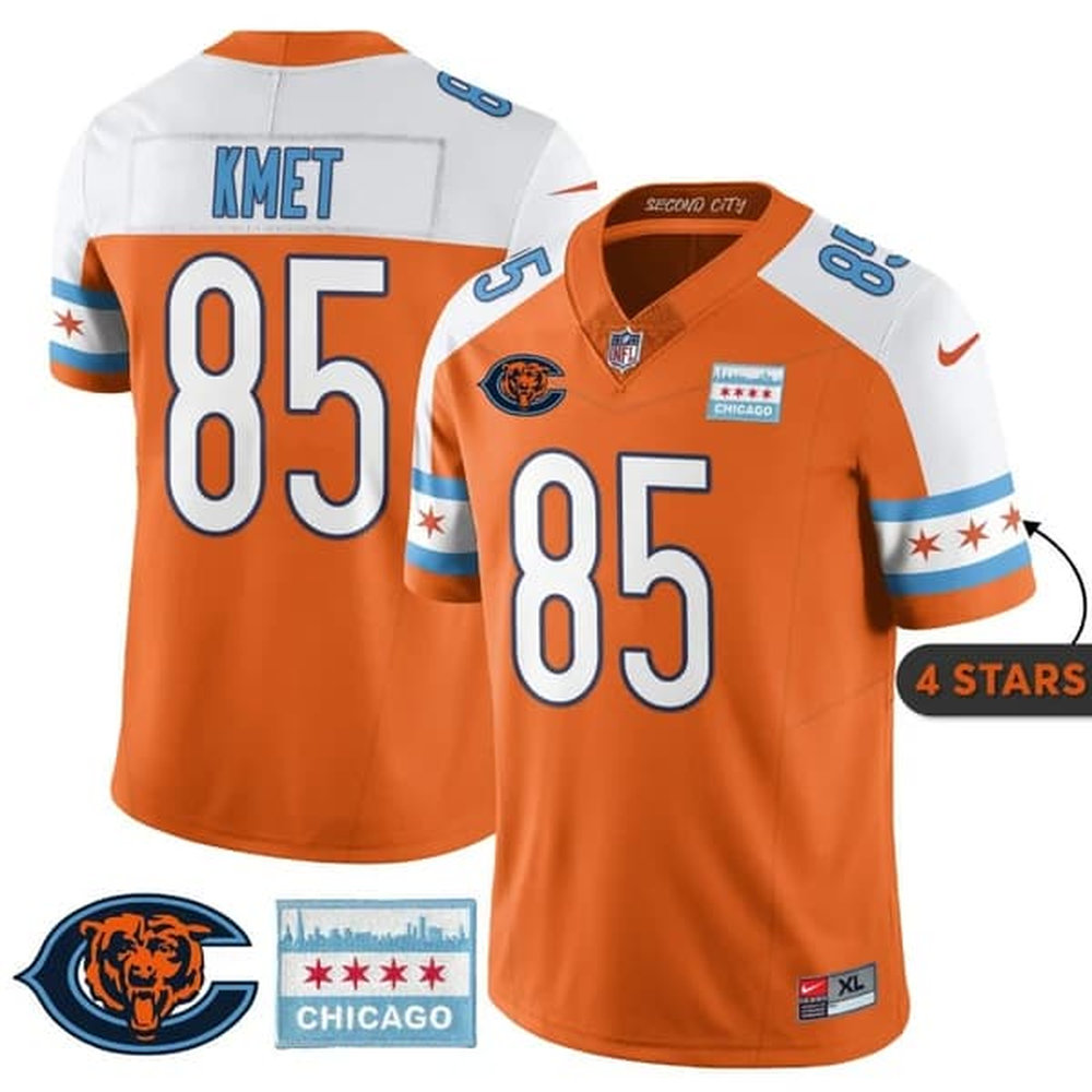 Youth Chicago Bears #85 Cole Kmet Orange Alternate City Edition With Chicago Flag Vapor F.U.S.E. Untouchable Limited Jersey