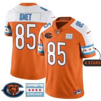 Youth Chicago Bears #85 Cole Kmet Orange Alternate City Edition With Chicago Flag Vapor F.U.S.E. Untouchable Limited Jersey