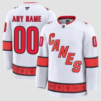 Men's Carolina Hurricanes Custom White 2024-25 Away Stitched Hockey Premium Jersey Men's Carolina Hurricanes Custom White 2024-25 Away Stitched Hockey Premium Jersey