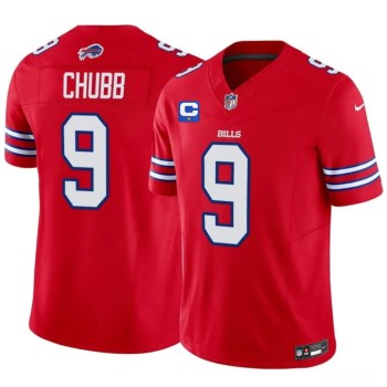 Men's Buffalo Bills #9 Bradley Chubb Red 2026 1-Star C Patch Vapor F.U.S.E. Untouchable Limited Jersey