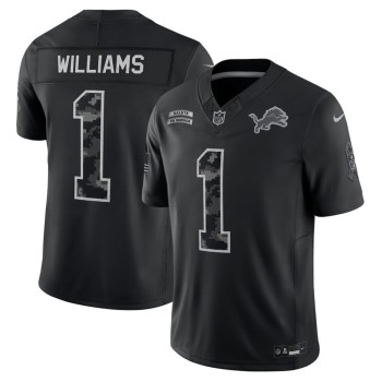 Men's Detroit Lions #1 Jameson Williams Nike Black 2026 Salute to Service Vapor F.U.S.E. Limited Jersey