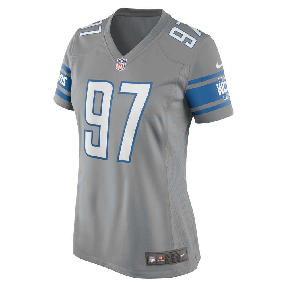 Women's Detroit Lions #97 Aidan Hutchinson Silver Game Jersey