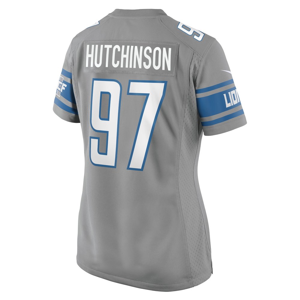 Women's Detroit Lions #97 Aidan Hutchinson Silver Game Jersey
