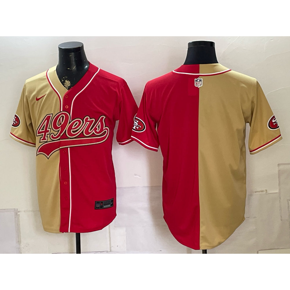 Men's San Francisco 49ers Red Split Cool Base Stitched Baseball Jersey