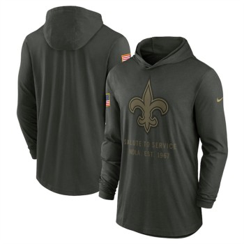 Men's New Orleans Saints Forest Green 2025 Salute to Service Sideline Dri-FIT Lightweight Pullover Hoodie Men's New Orleans Saints Forest Green 2025 Salute to Service Sideline Dri-FIT Lightweight Pullover Hoodie